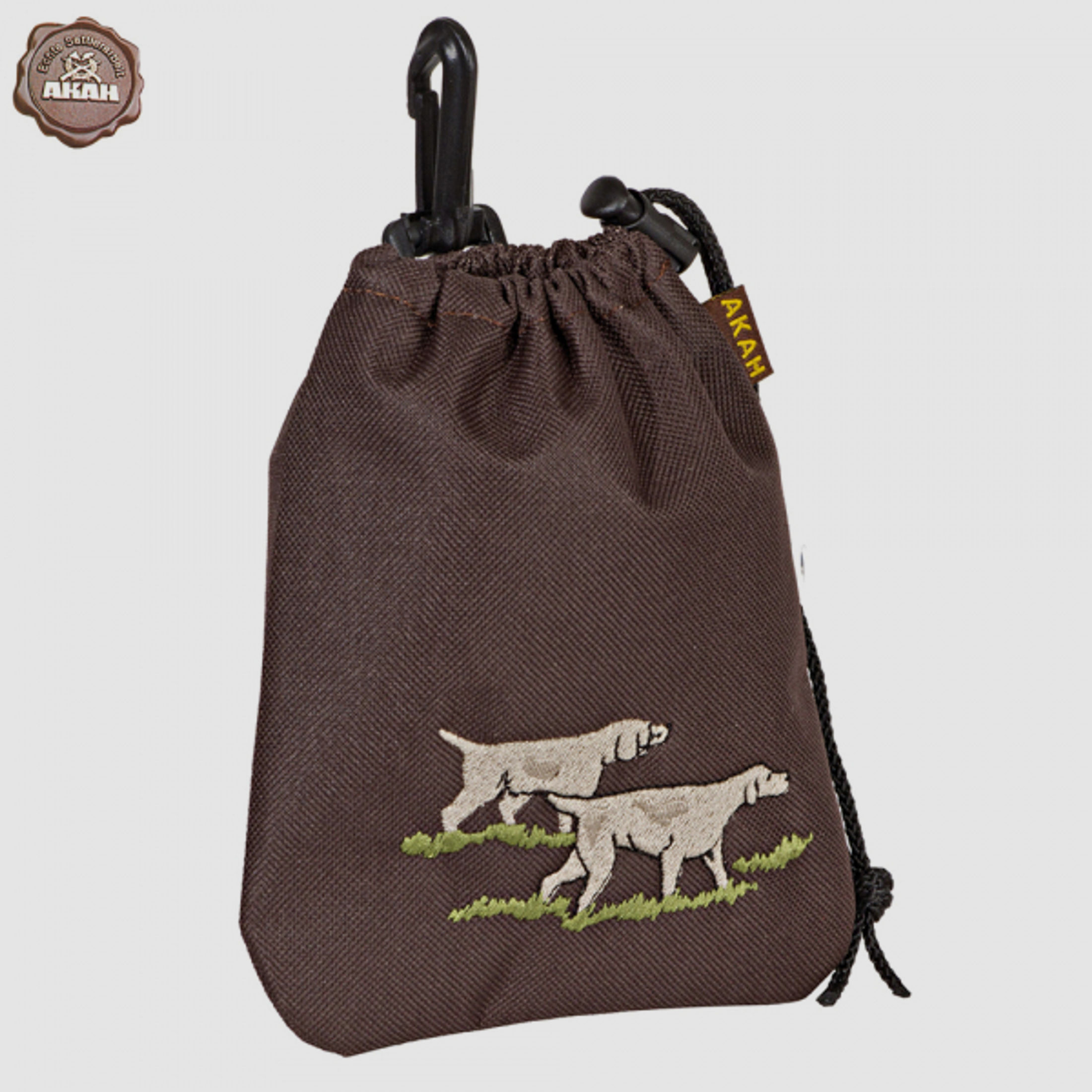 AKAH Snack-Tasche, Leckerli-Beutel für Hunde mit Stickerei | robust, auswaschbar |mit Gürtel-Clip