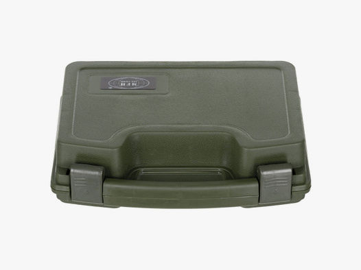 Pistolen-Koffer, Kunststoff, klein, innen 25x14x7cm, abschließbar, Schaumstoffeinsatz, Oliv