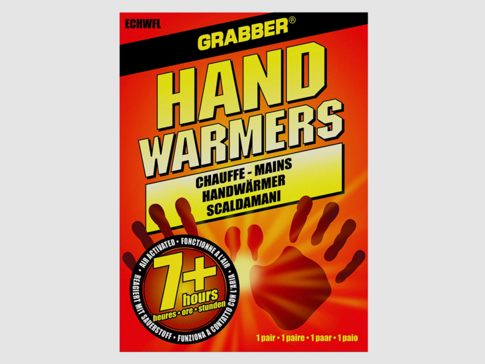 GRABBER Handwärmer | 1 Paar Wärmepads 7h Stunden 57 - 70° Grad Wärme | Aktivkohle Eisen Salz | NEU!