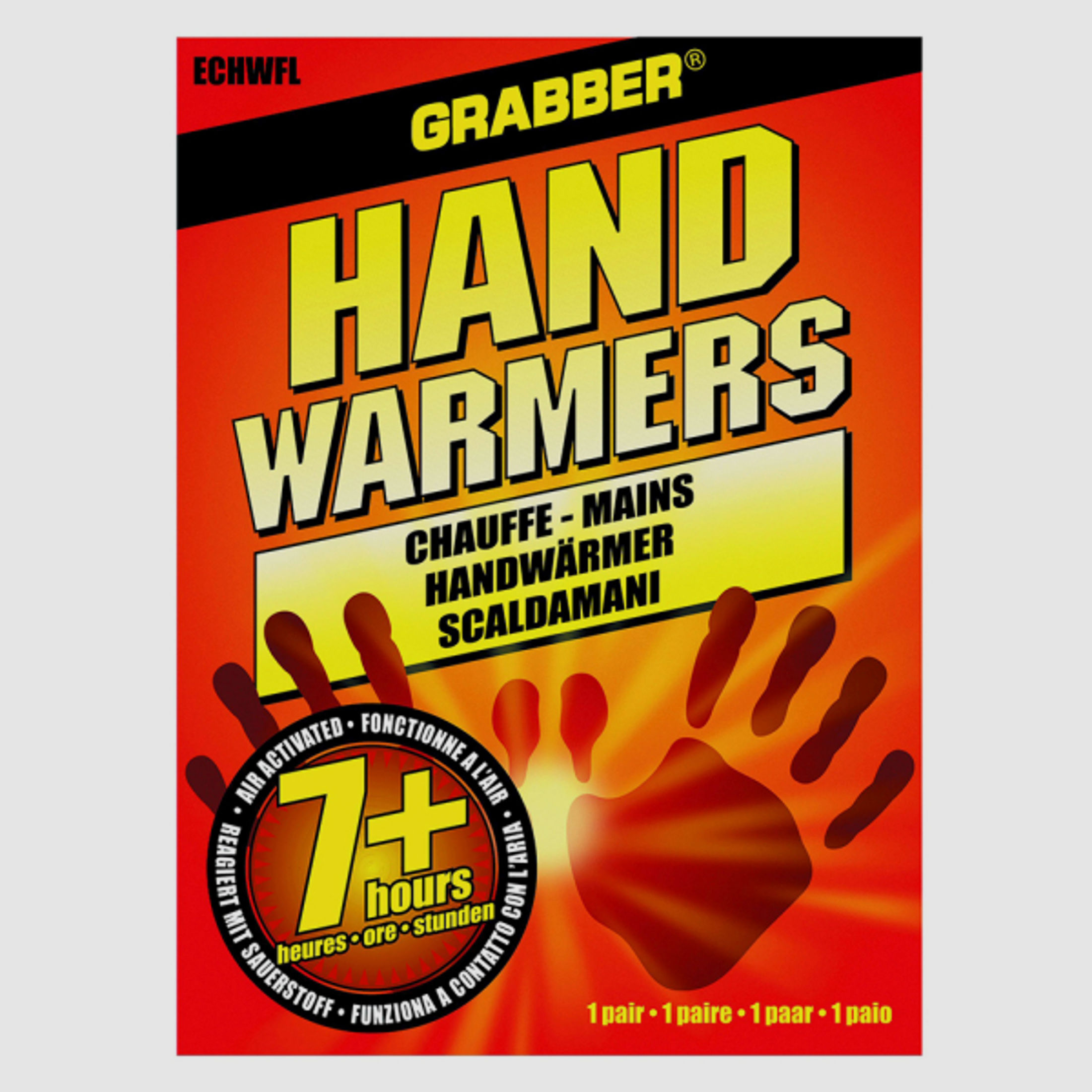 GRABBER Handwärmer | 1 Paar Wärmepads 7h Stunden 57 - 70° Grad Wärme | Aktivkohle Eisen Salz | NEU!