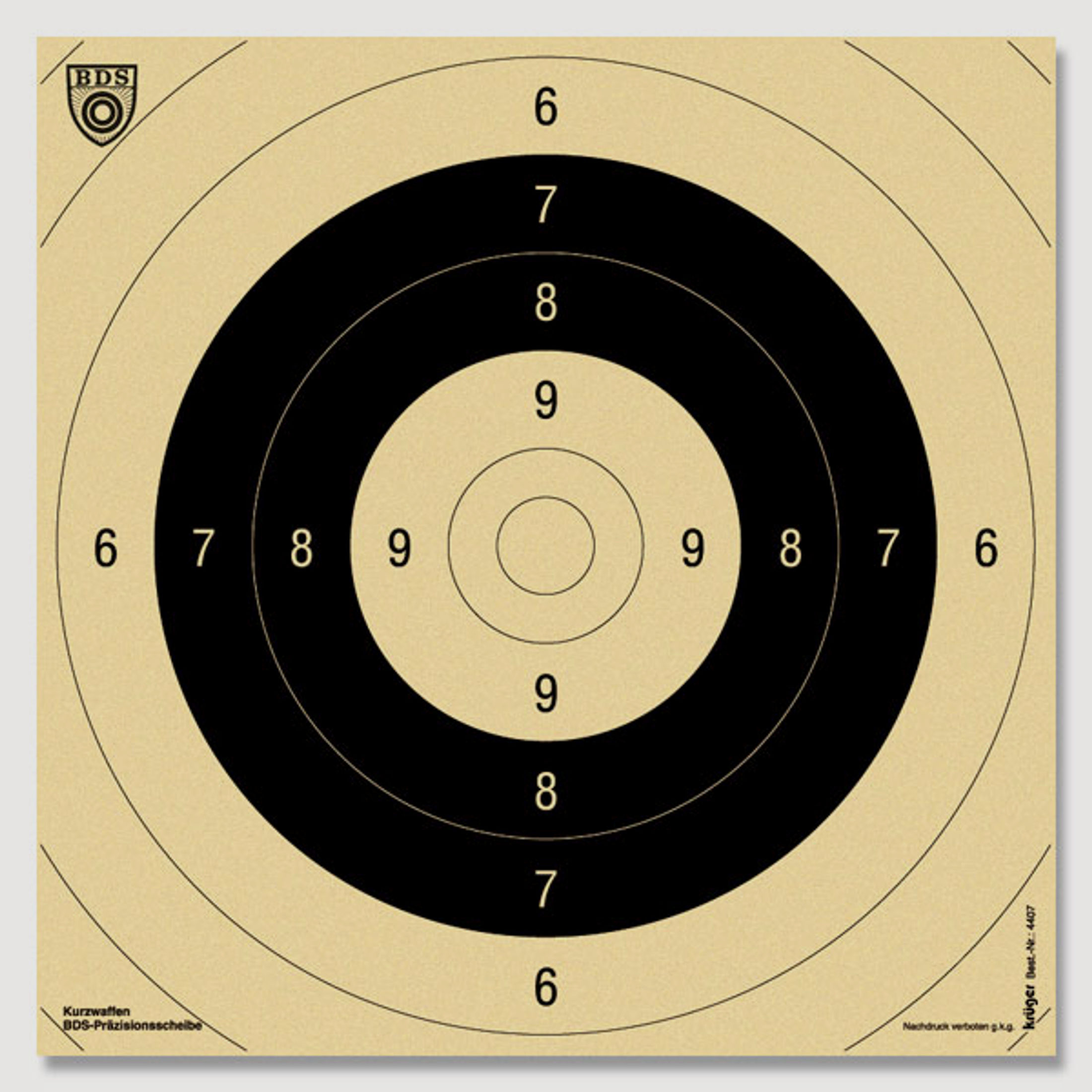 250 x Einsteckspiegel BDS Scheibe Nr. 9. Pistole 25m/MD 26x26cm | 200g/m2 chamois Schießscheibenkart