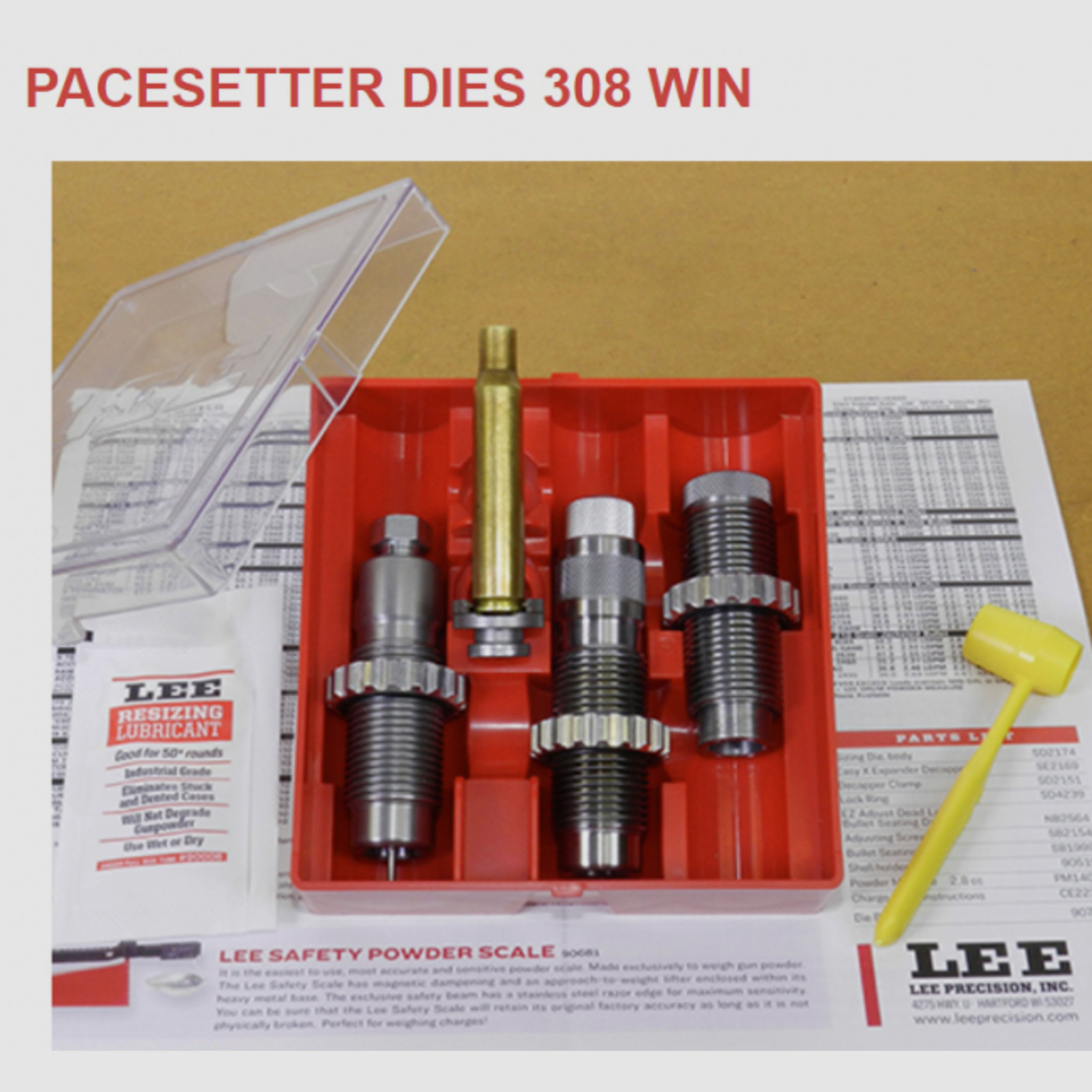 LEE 3-Die-Pacesetter Langwaffen Matrizensatz-SET Full-Length .308 Win. 308 Winchester #90507 7,62x51