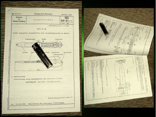 === TGL Datenblatt 1965 von DDR/NVA Kampfmesser KM64 / KM-64  no KM87 Bajonett Säbel Dolch ===