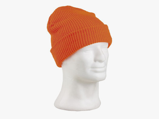 Rollstrickmütze Orange - Polyacryl - Unigröße - Wintermütze oder für kalte Tage