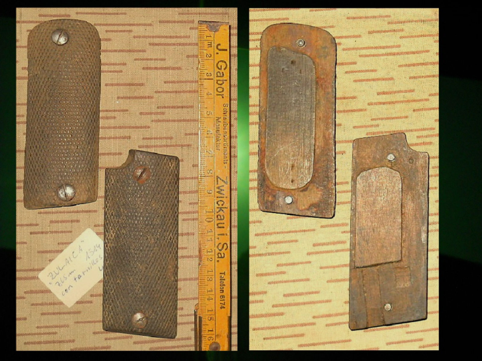 === Ersatzteile: Griffschalen-Paar für alte Pistole ZULAICA Mod. 1914 (7,65mm)  no P08 Borchard C96