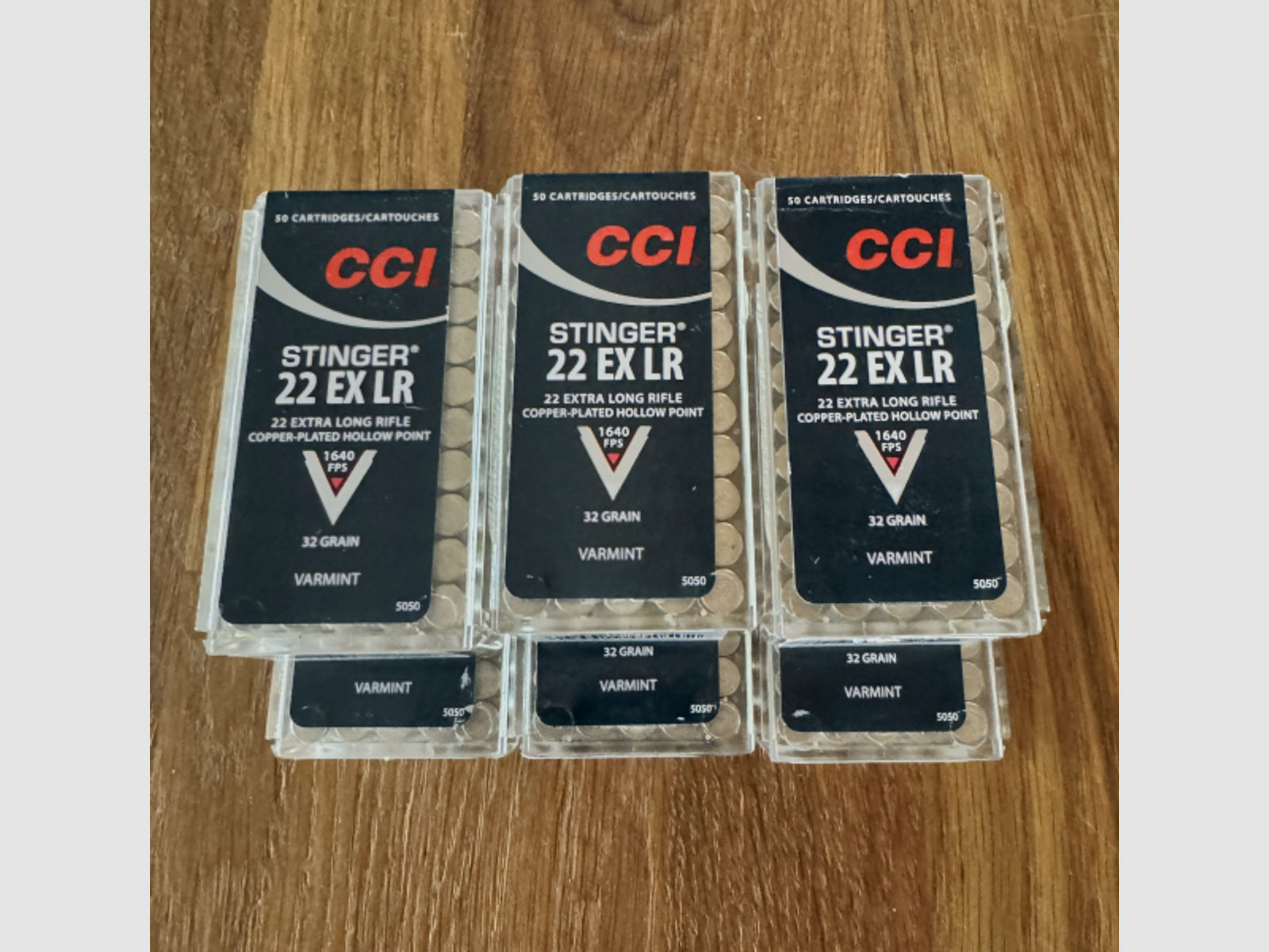 6 Packungen CCI Stinger .22 EX LR CPHP 32 grs.