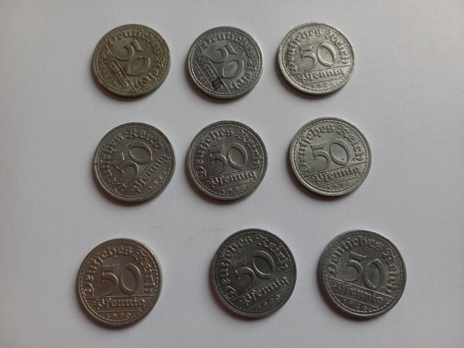 9 x 50 Reichspfennig 1920