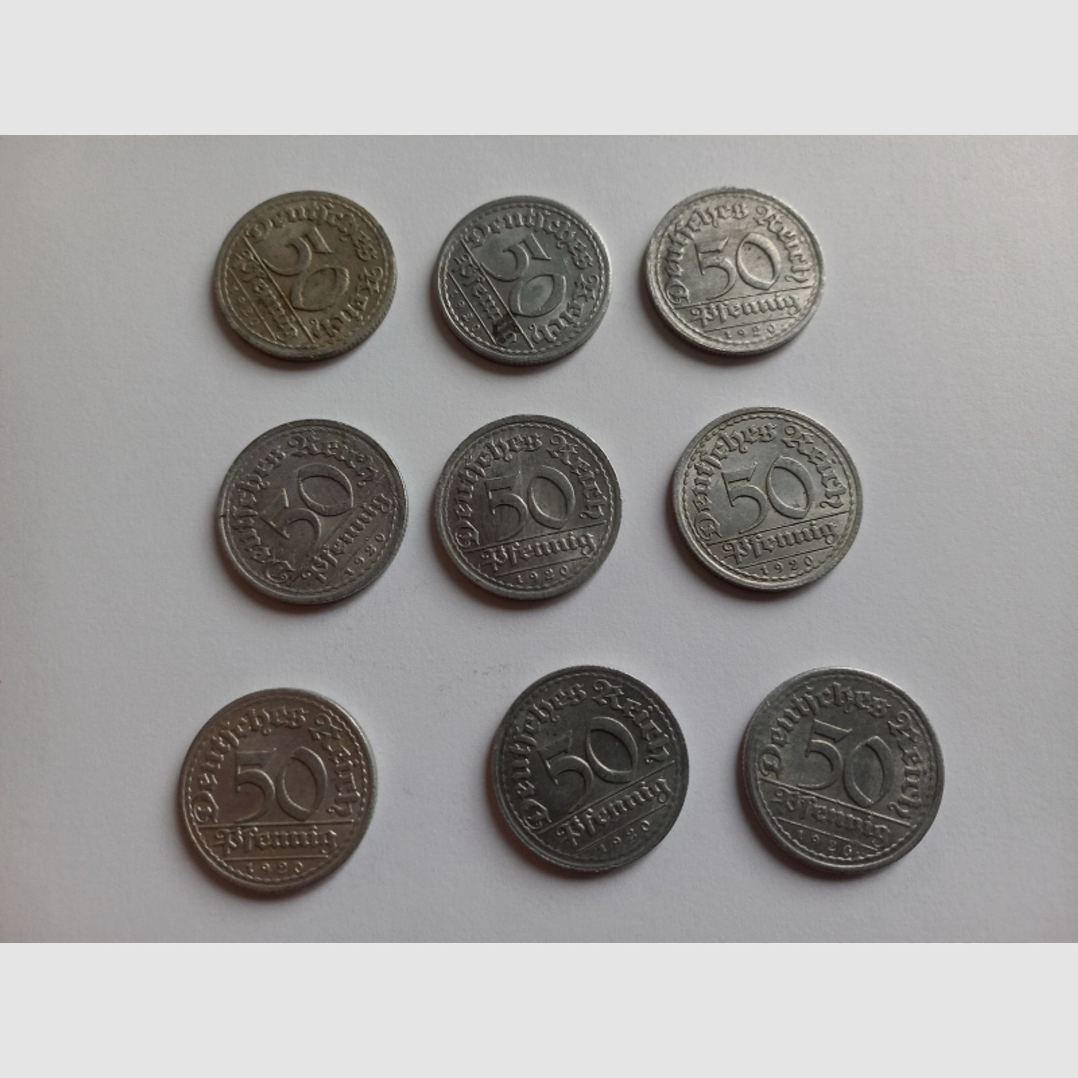 9 x 50 Reichspfennig 1920