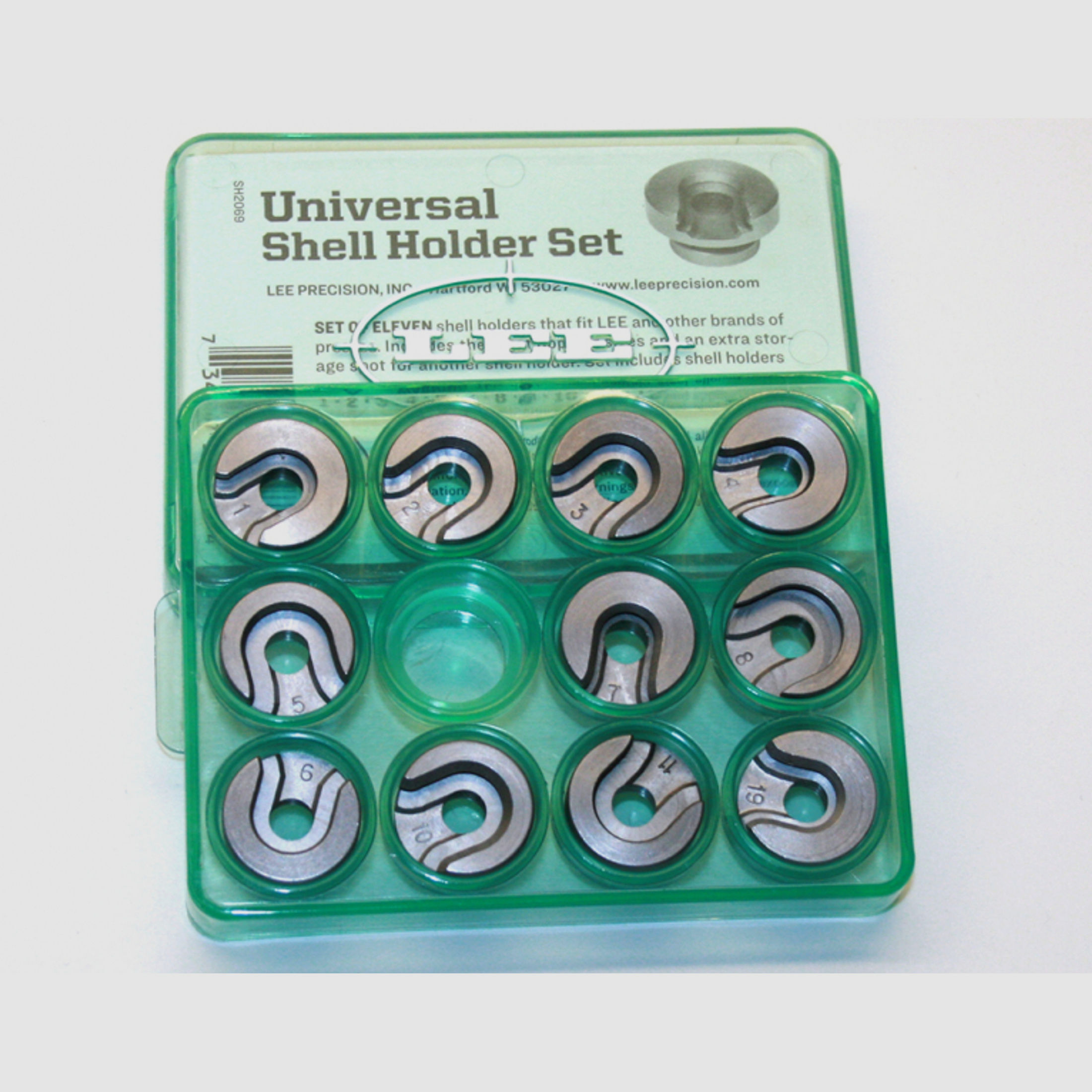 LEE Universal Press Shellholder SET Hülsenhalter 11 Stück für 115 Kaliber! 1,2,3,4,5,7,8,9,10,11,19