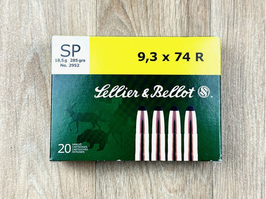 20 Schuss Fabrikmunition | Kaliber 9,3x74R | Sellier & Bellot S&B | 18,5g 285grs Soft Point