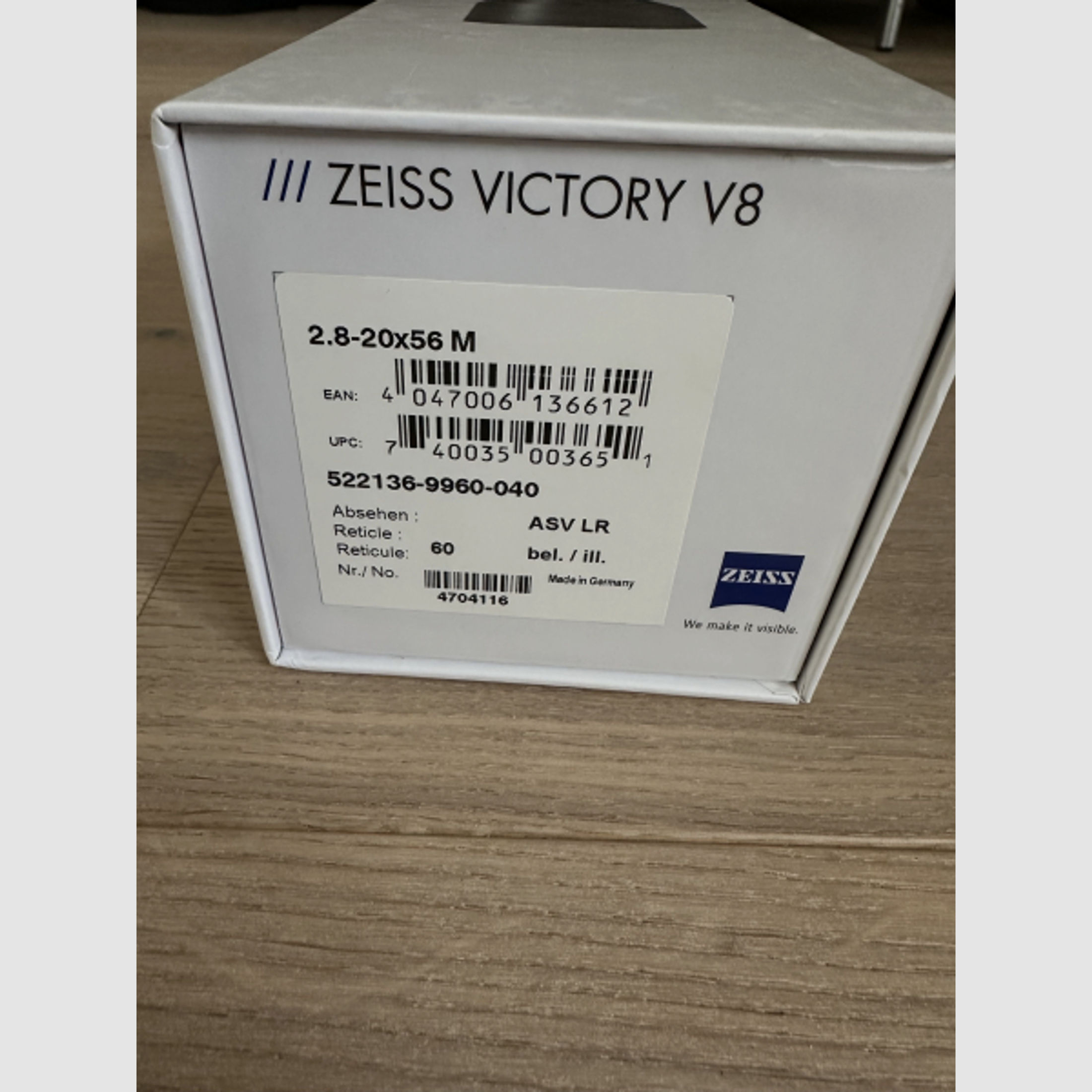 NEU - ZEISS V8 2.8-20x56 M mit Leuchtabsehen 60 und ASV LR
