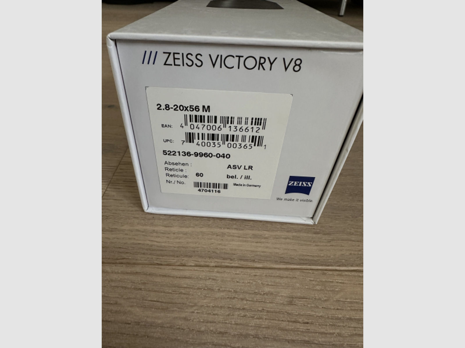 NEU - ZEISS V8 2.8-20x56 M mit Leuchtabsehen 60 und ASV LR