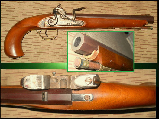 === Kentucky-Style Steinschloss/Steinschloß Vorderlader-Pistole -für Bastler- gezogener Achtkantlauf
