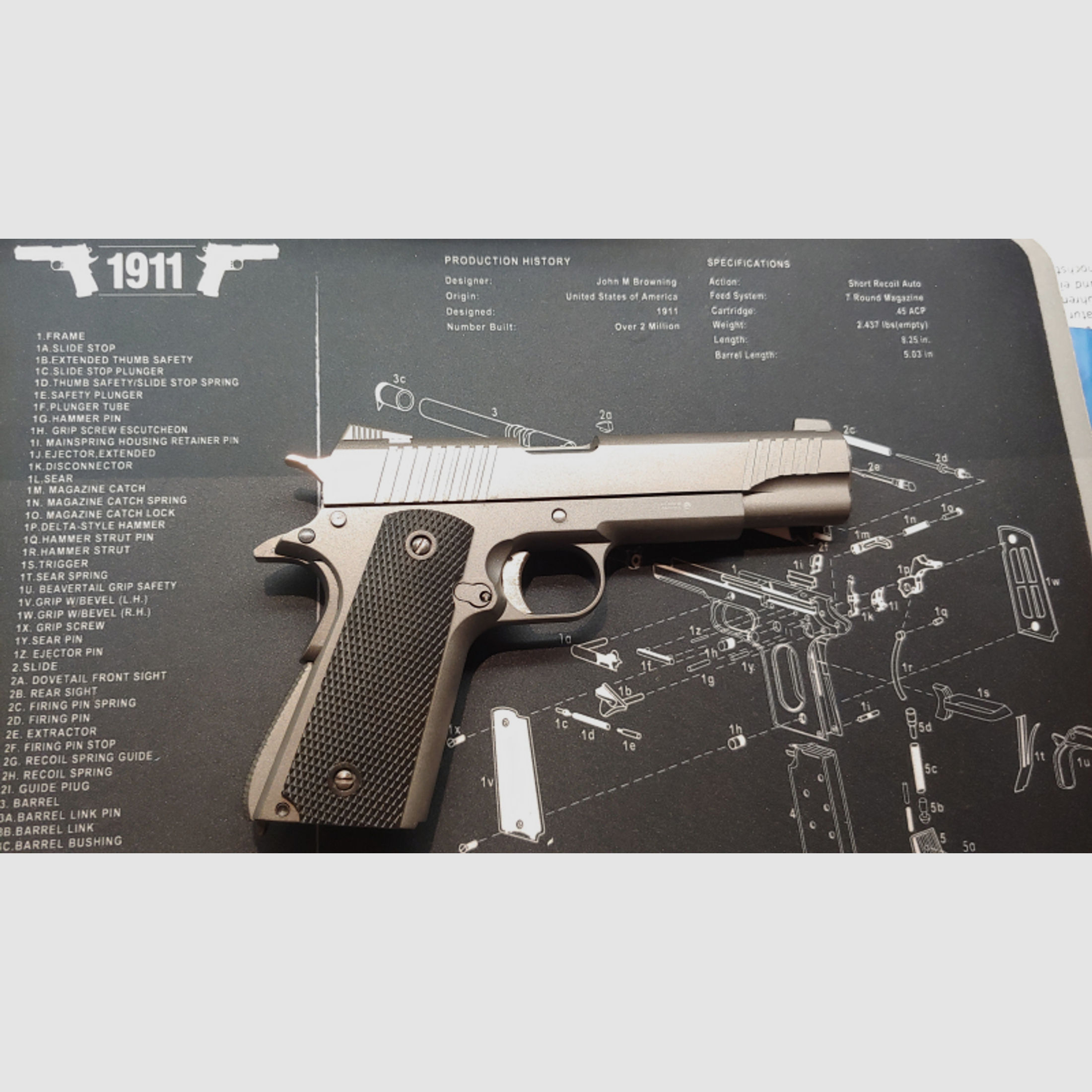Colt 1911 Pistole Vollmetall DEKO gun grey Metallic
