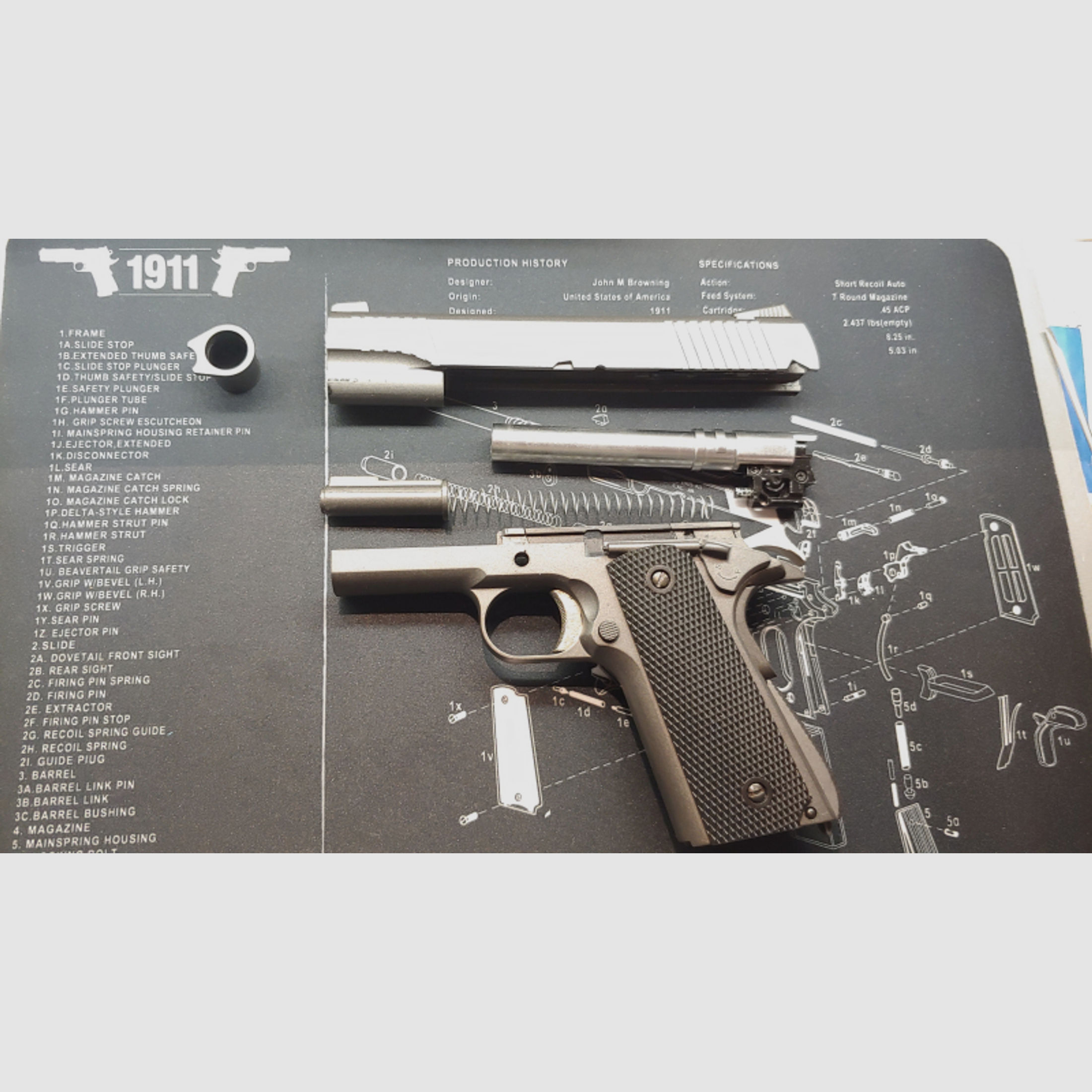Colt 1911 Pistole Vollmetall DEKO gun grey Metallic