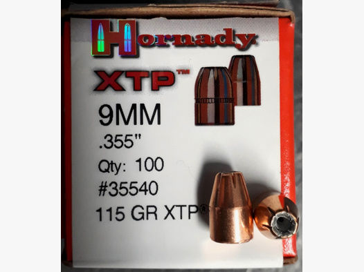 9 mm HORNADY XTP Geschosse 115 gr / 7,5 g