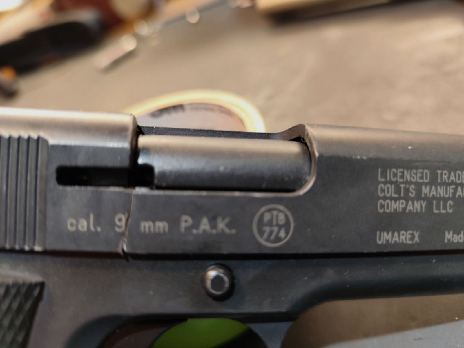 Colt Goverment 1911 A1 9mm PAK PTB 774 DEFEKT
