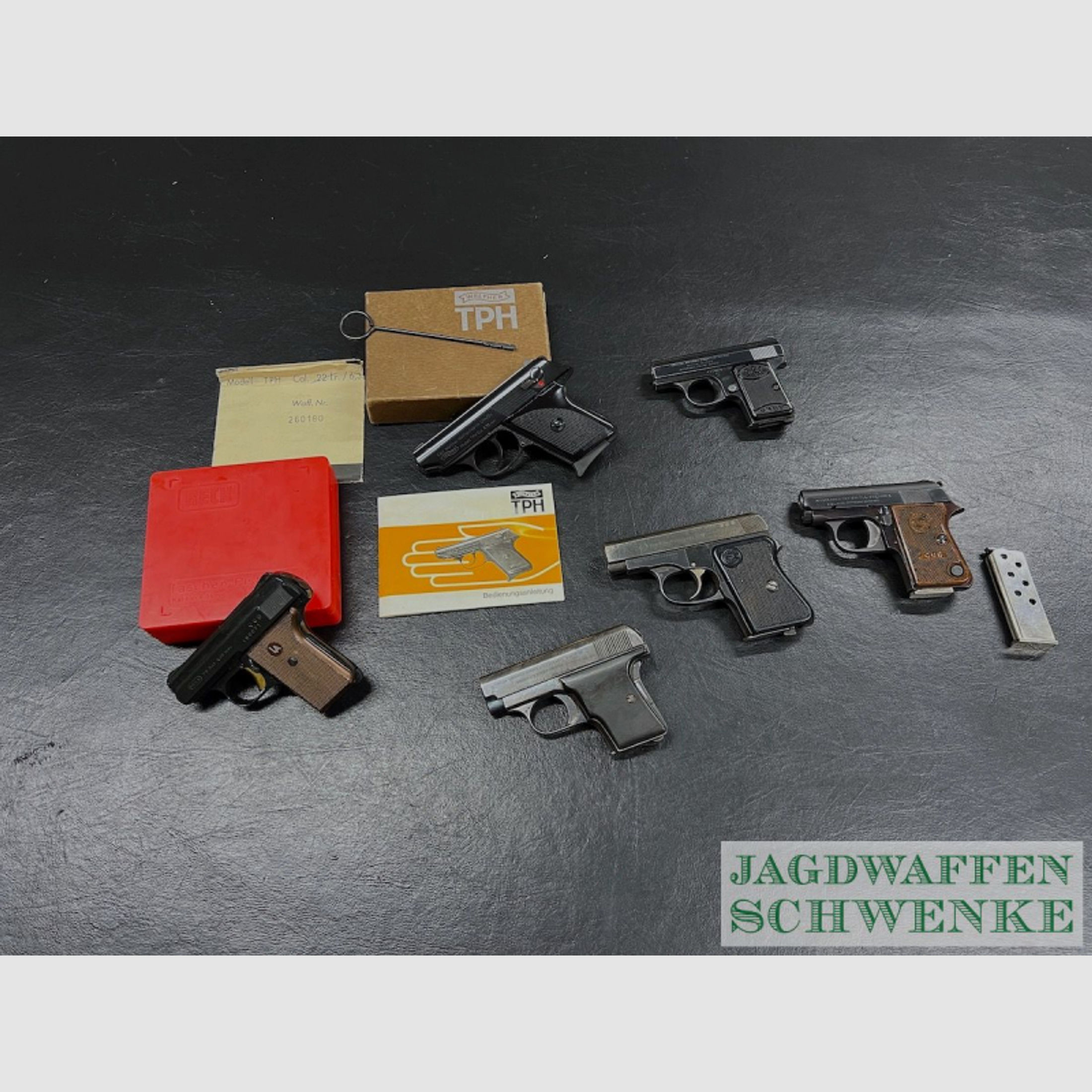 6x Taschenpistolen im Paket: "Walther , CZ, FN , Astra" in 6,35mm /.25 Auto !