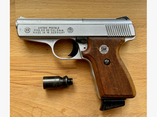 Pistole SM 80 vernickelt cal.8mm Knall