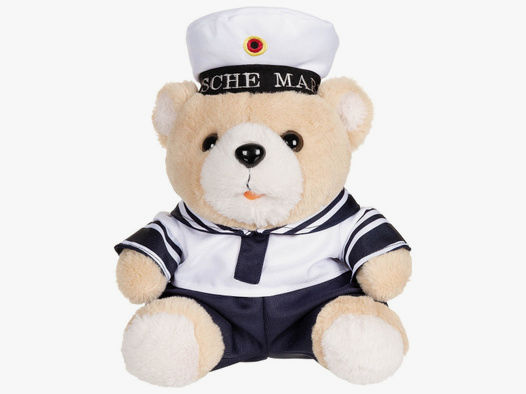 Teddybär mit Bundeswehr Marine Anzug / Uniform + Mütze in Blau / Weiss - ca. 28 cm hoch