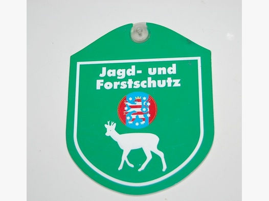 Jagd- und Forstschutz mit Thüringer Wappen Autoschild mit Saugnapf