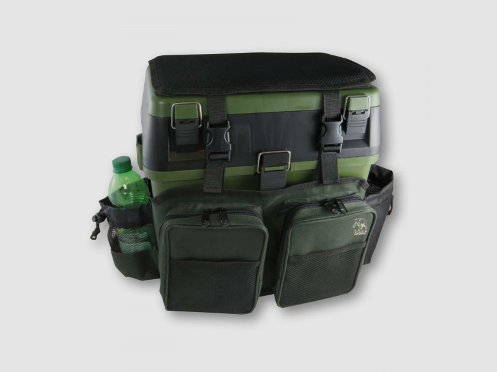 Behr Trendex Superbox - gepolsterter Sitz, 4 Boxen, viele Taschen, Rucksackgurte - Grün / Schwarz