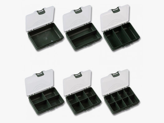 Red Carp® Kleinteilebox / Patronenbox - 10,5 x 7 x 2,5cm - 3 Fächer - Oliv / Transparent