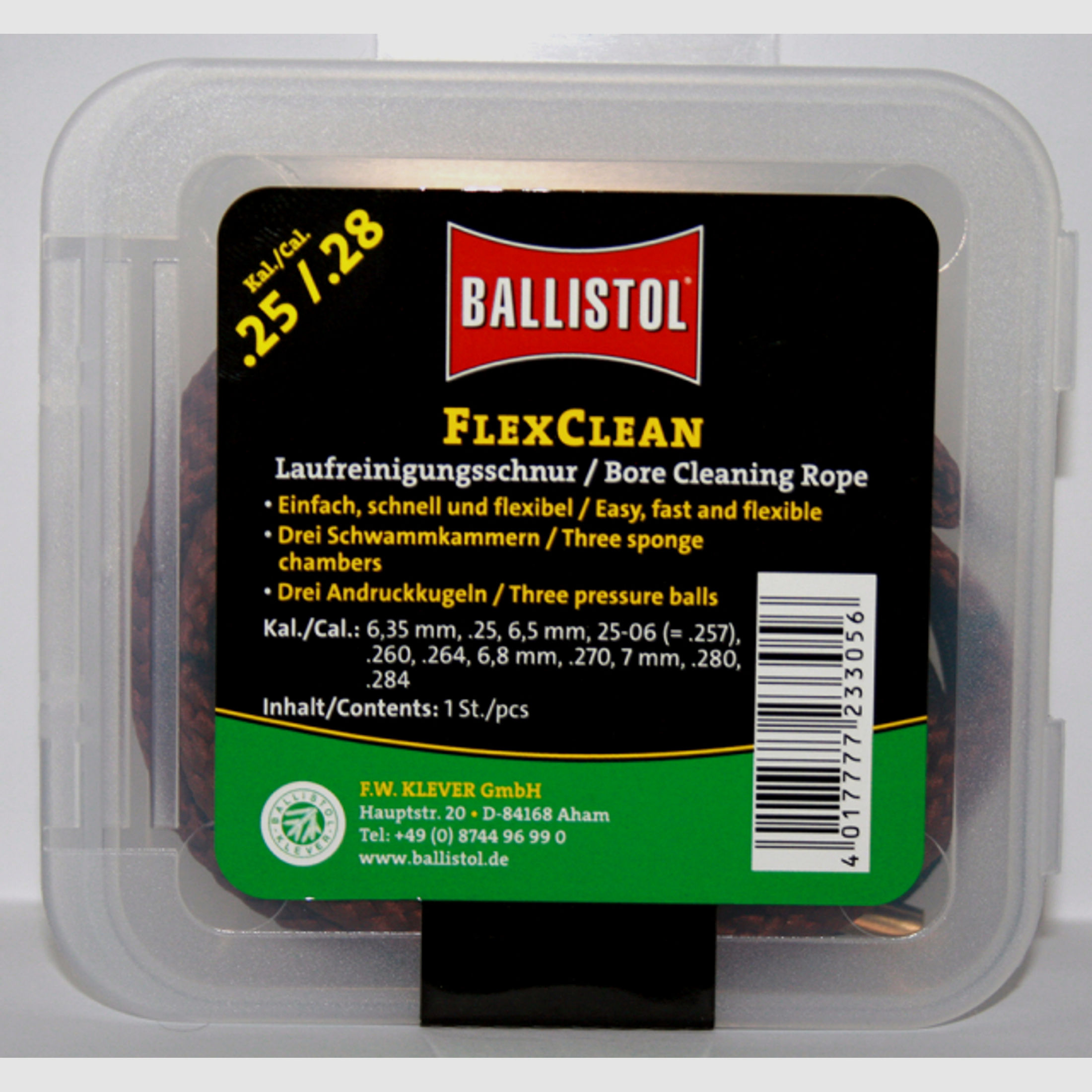 BALLISTOL Laufreinigungsschnur "FLEX CLEAN" > perfekt Kalibergenau für Büchse .25 .28 6,5mm 7mm 7x64