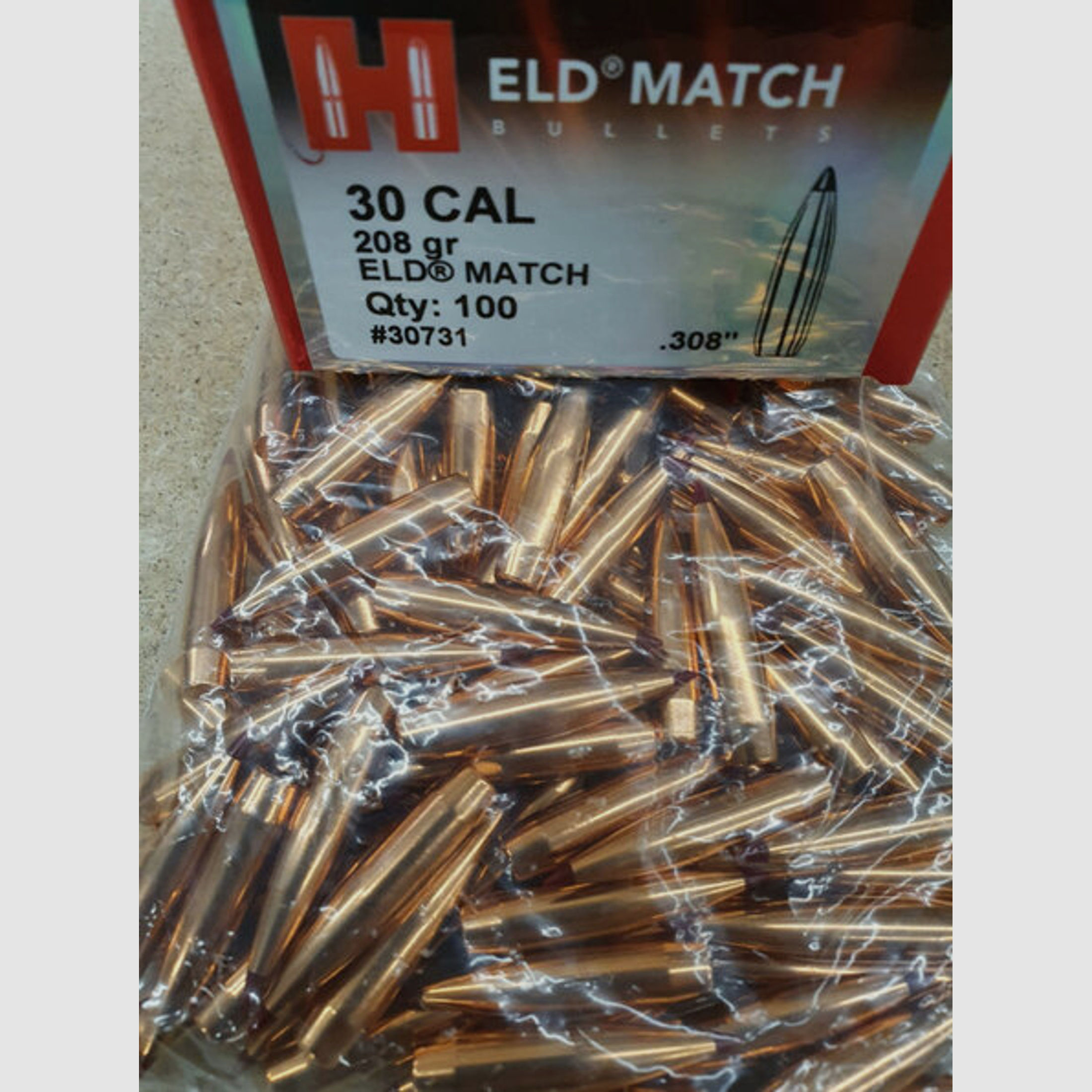 .30/.308/208grs ELD Match Hornady No. 30731 Geschosse 100 Stk.