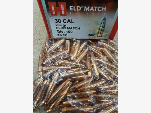 .30/.308/208grs ELD Match Hornady No. 30731 Geschosse 100 Stk.