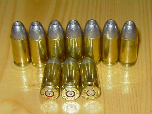 10 Stück 9mm Para / 9mm Luger / 9X19 Dekos Blei HOHLSPITZ und Messinghülse