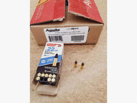 .22LR 38grs Aguila Subsonic Hollow Point 1000 Stk.
