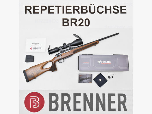 BRENNER BR20 Repetierer mit LOCHSCHAFT Kal .308 Win. mit FALKE oder AKAH ZF , Gewehrriemen & Koffer