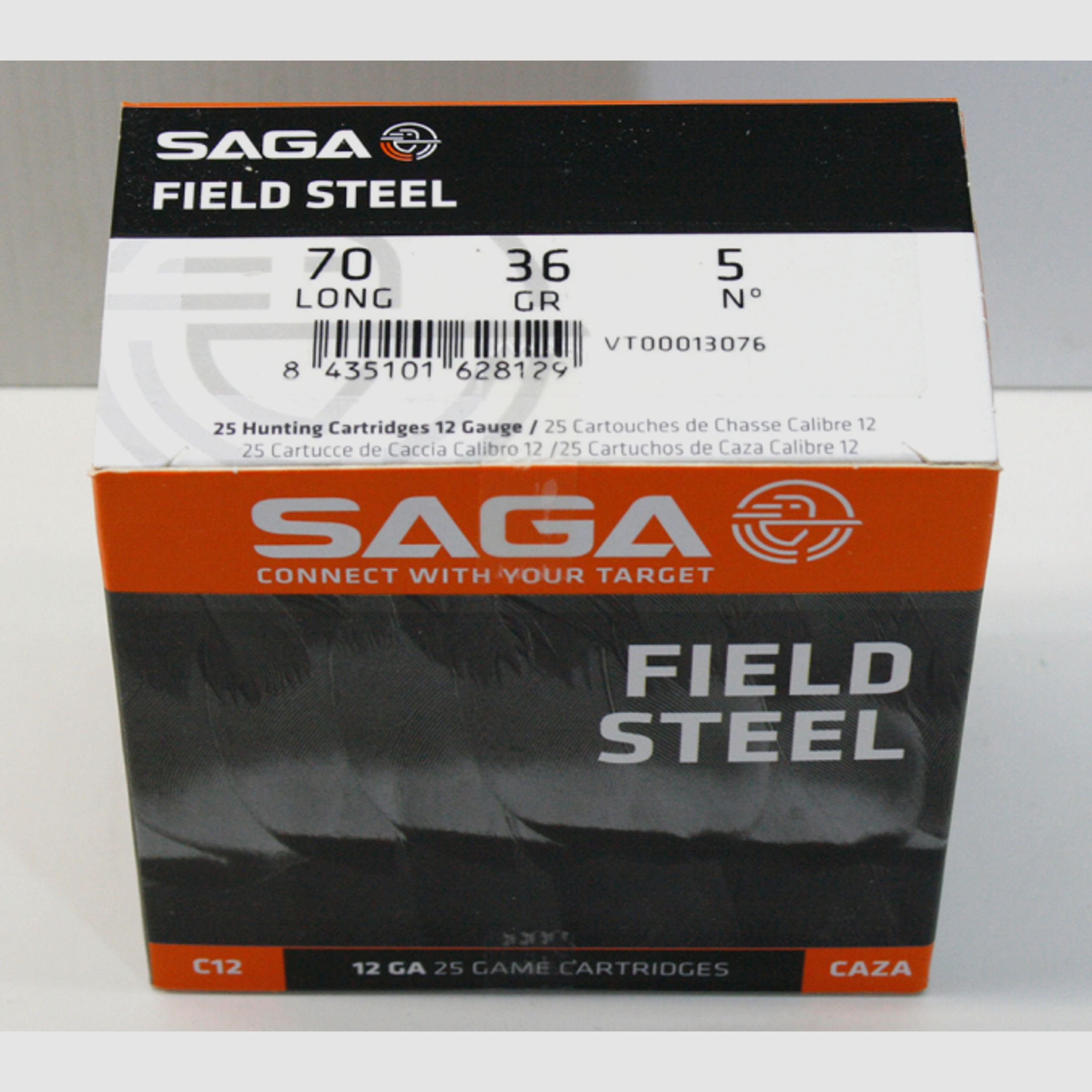 25 x SAGA FIELD STEEL Bleifrei Stahlschrot Jagdschrotpatronen 12/70 3,0mm #5 36g No 5 - 1050 BAR