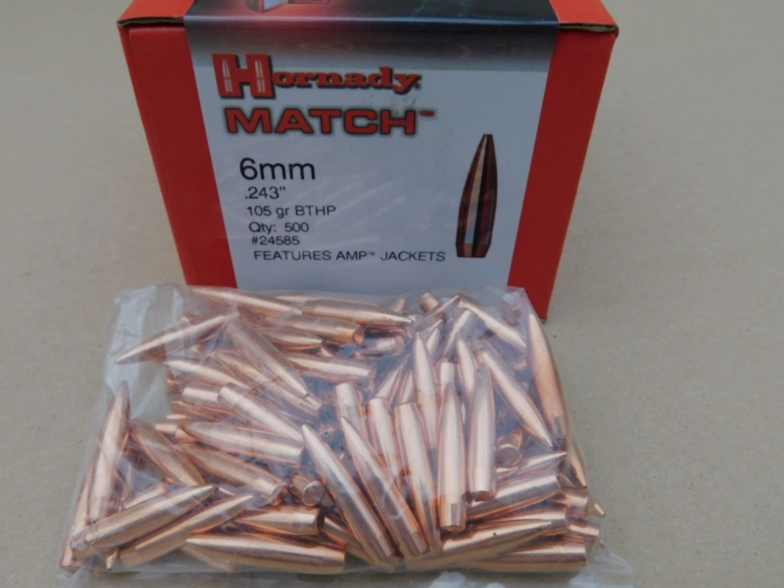 6mm.243/105 grs HPBT Hornady Match 100 stk No. 24585