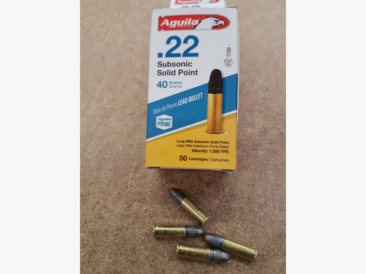 .22LR 40grs Aguila Subsonic Solid Point 1000 Stk.