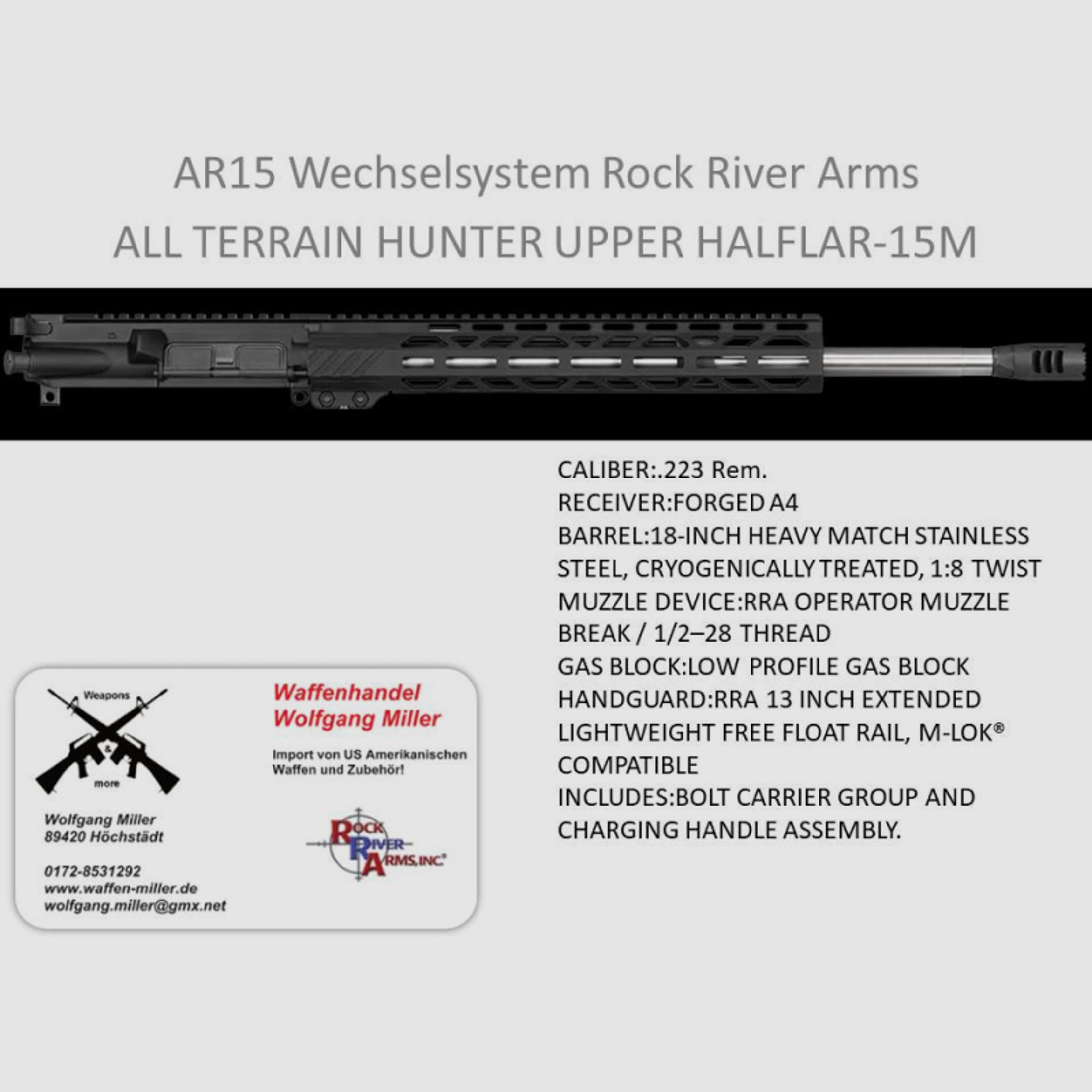 Wechselsystem AR15 M16ALL TERRAIN HUNTER UP Rock River Arms. 223Rem Hera, Oberland Arms, Schmeisser