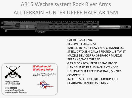 Wechselsystem AR15 M16ALL TERRAIN HUNTER UP Rock River Arms. 223Rem Hera, Oberland Arms, Schmeisser