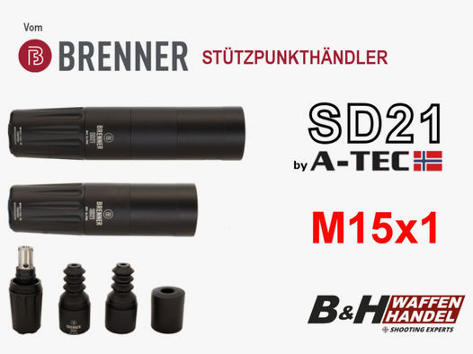 Neuware: Schalldämpfer Brenner SD21 (by A-TEC) M15x1 bis Kal.: .30 over-barrel OB SD