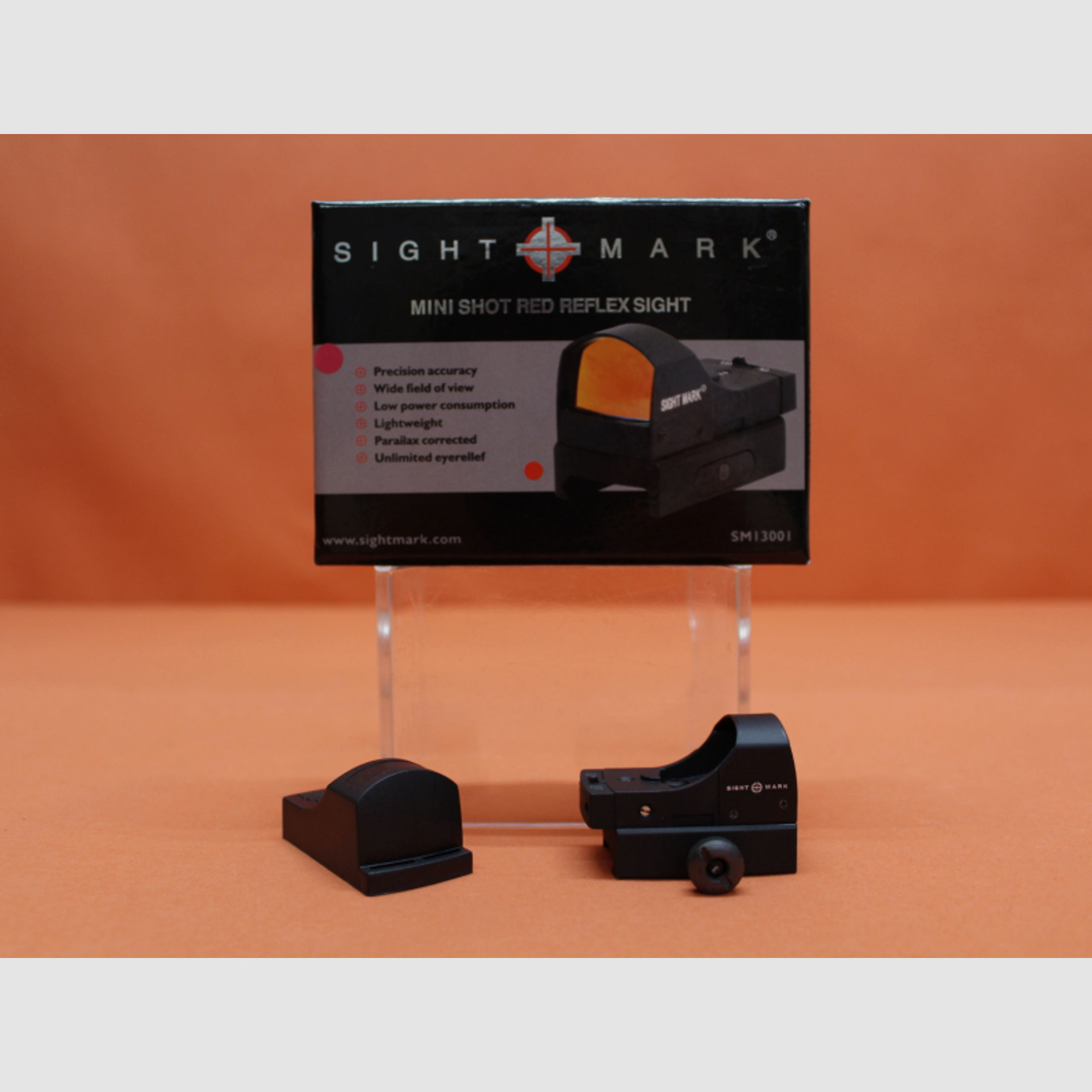 Sightmark Mini-Shot SM13001 Leuchtpunktvisier: 3MOA Dot Absehen/ 1MOA Skala/ Aluminium Schutzbügel