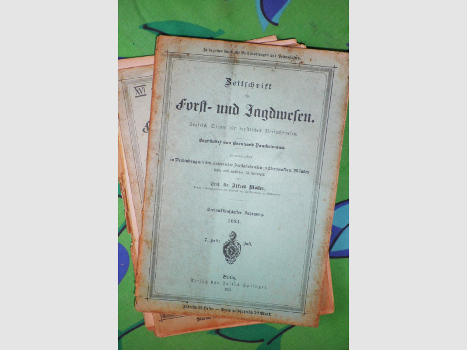 Zeitschrift für Forst- und Jagdwesen 1914 - 20/21 16 Stck im Konvolut