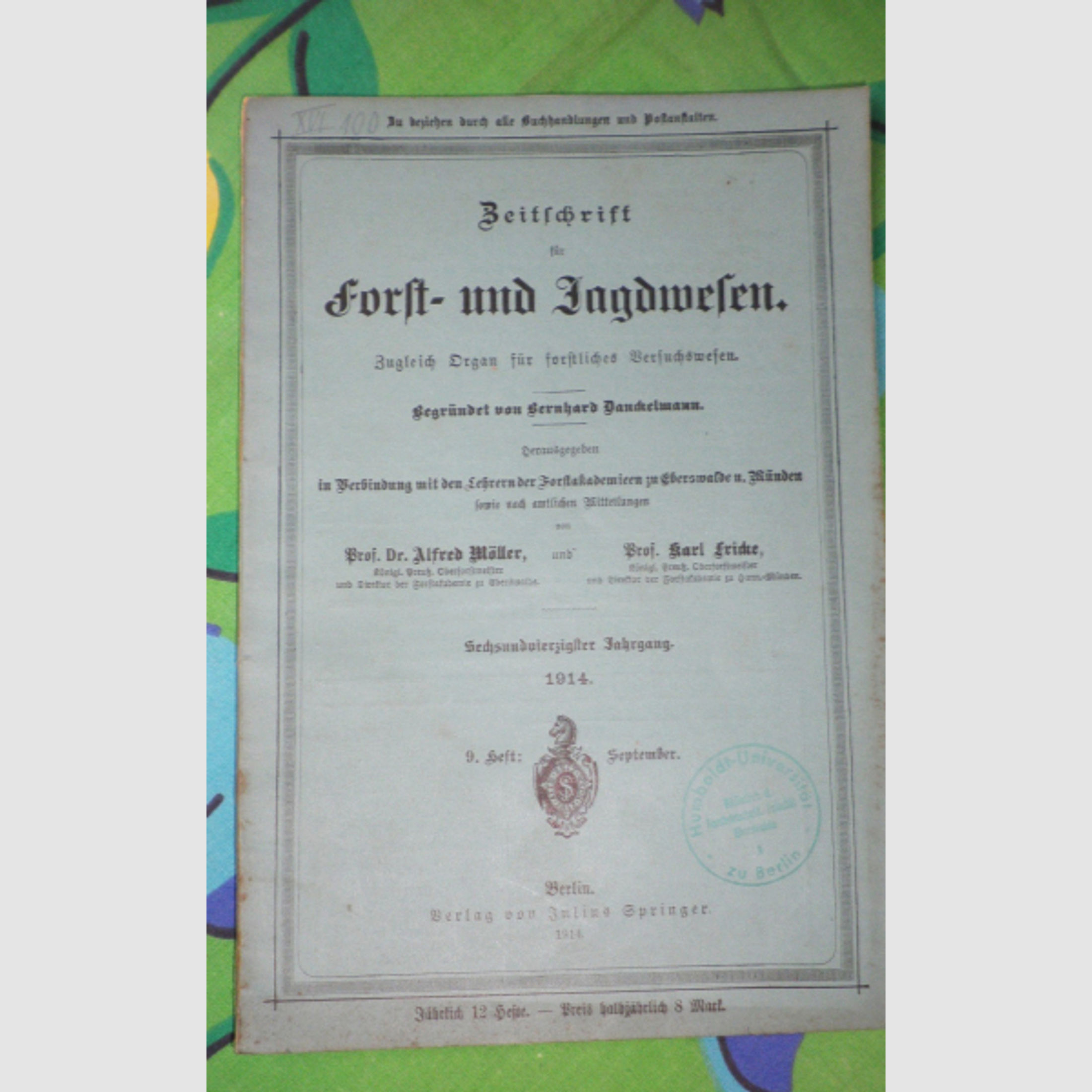 Zeitschrift für Forst- und Jagdwesen 1914 - 20/21 16 Stck im Konvolut