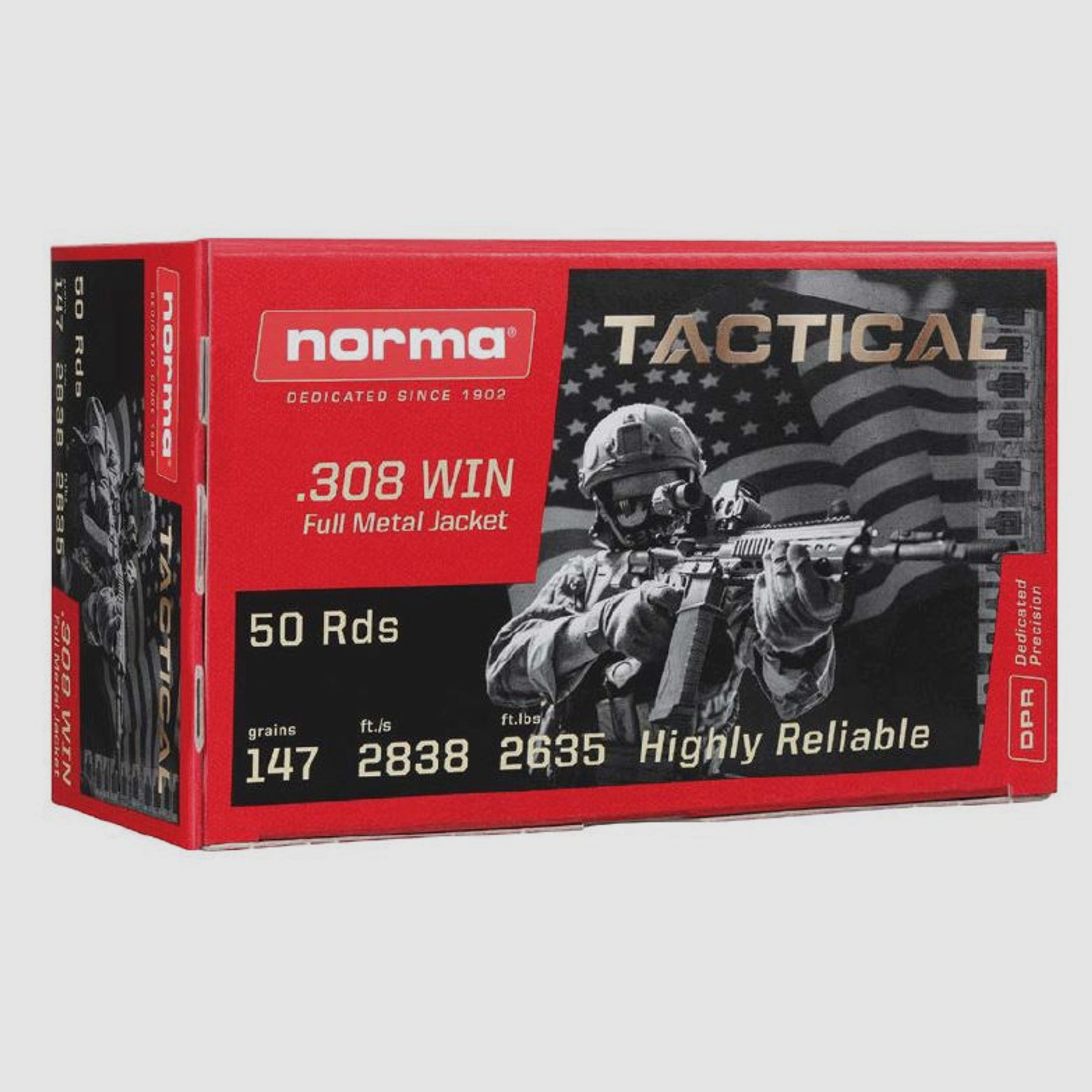 Büchsenpatrone Norma Tactical, .308Win, VM, 147gr