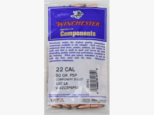 100 Winchester Geschosse .22 Pointed Soft Point 50gr.