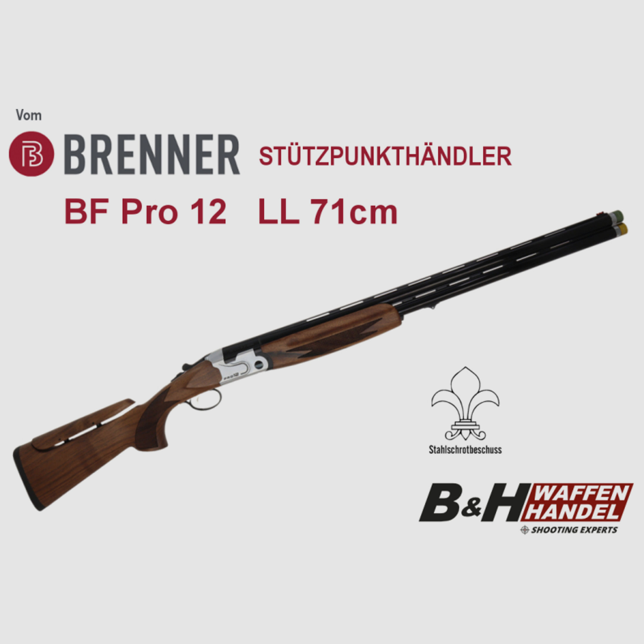 Neu: Brenner BF Pro 12 Bockflinte 12/76 Stahlschrotbeschuss 71cm BDF (vgl. BF20 / BF18) Jagd