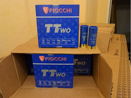 >>> 500 Patronen Fiocchi 12/70 Trap 24g, 2,4mm, TT TWO <<<