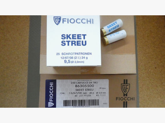 >>> 500 Patronen Fiocchi 12/67 Skeet Streu 24g, 2,0mm <<<