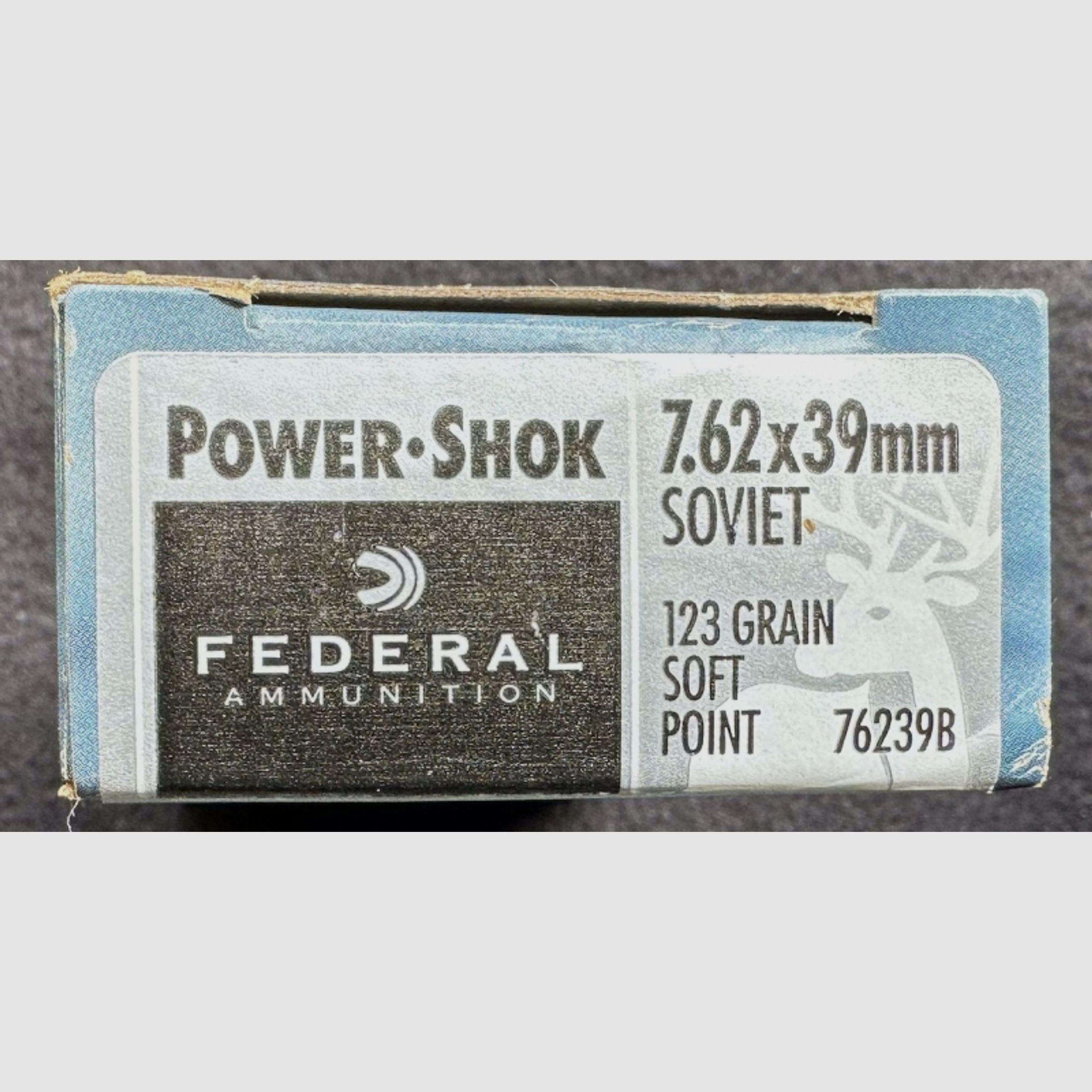 38 Patronen - Federal - Power Shok - 7,62x39 - Soft Point Teilmantel - 123 gn. - 8,0g - 76239B