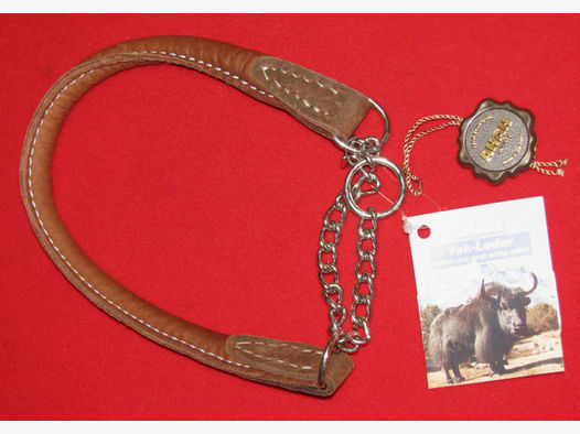 AKAH Hundezubehör, Hundehalsband / Halsung aus Yak - Leder Größe 40, Bitte ansehen