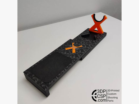 X-Stand "Polygonoptik + Orange" - 3D-gedruckter Luftpistolenhalter